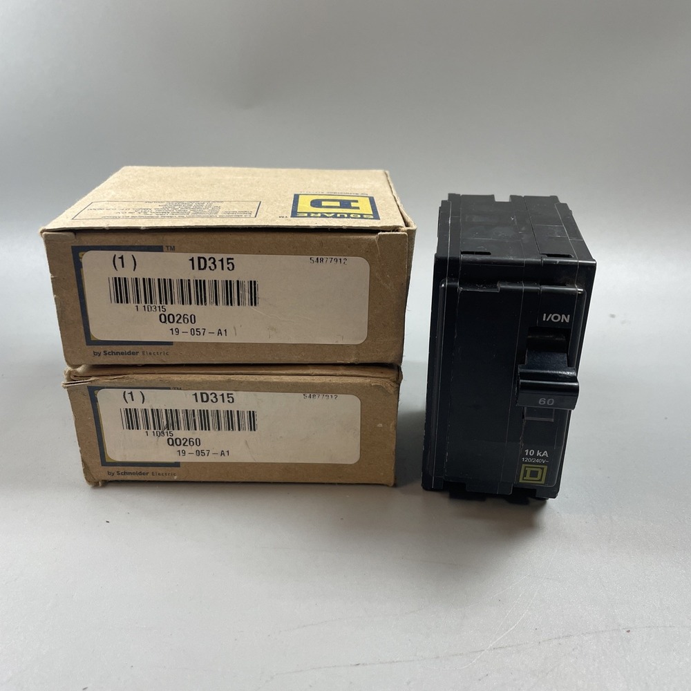 Lot of 2 Square D QOB260 60 Amp 2 Pole Miniature Circuit Breaker 120/240V